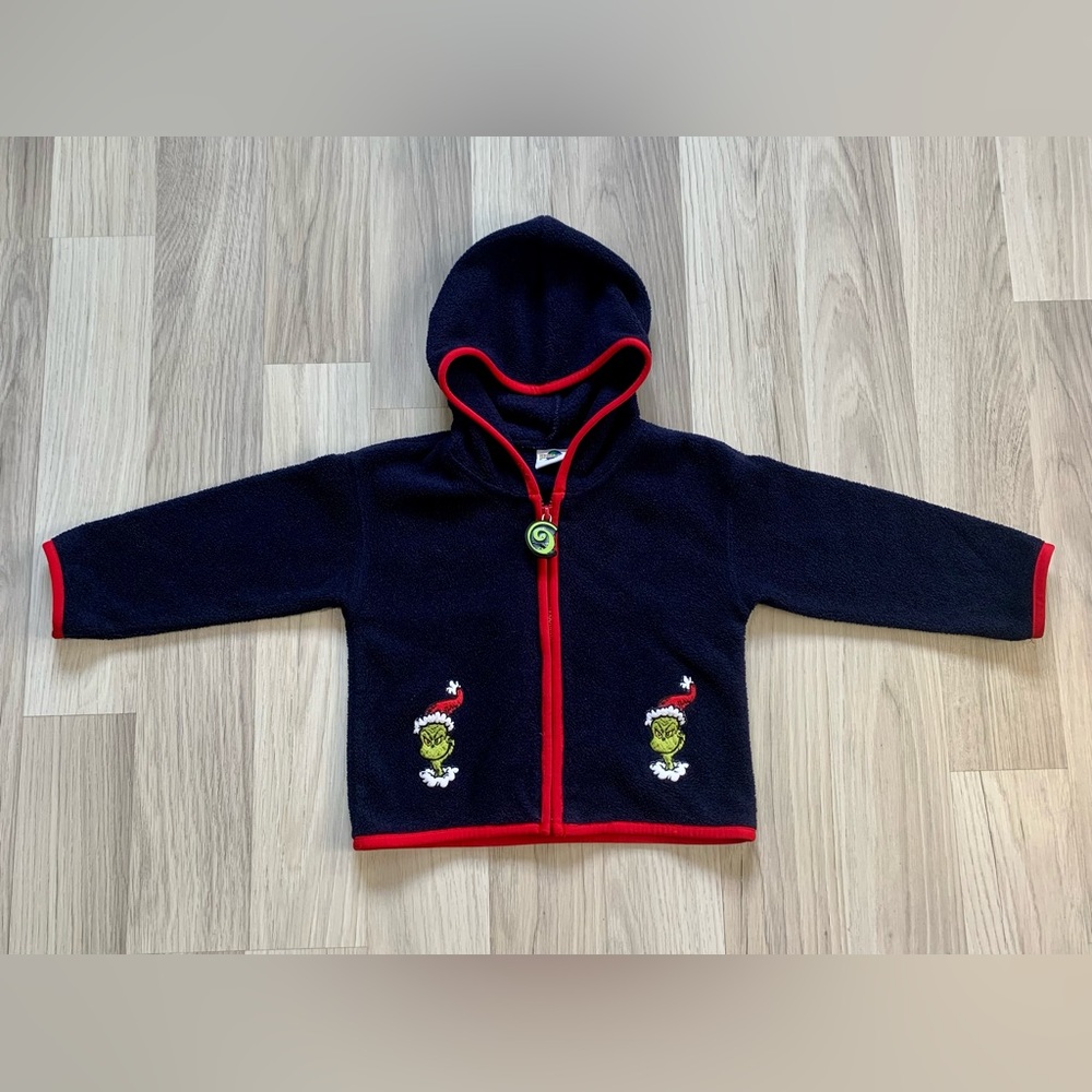 VTG The Grinch Universal Studios Kids Zip Up Fleece Sweater Size 2T